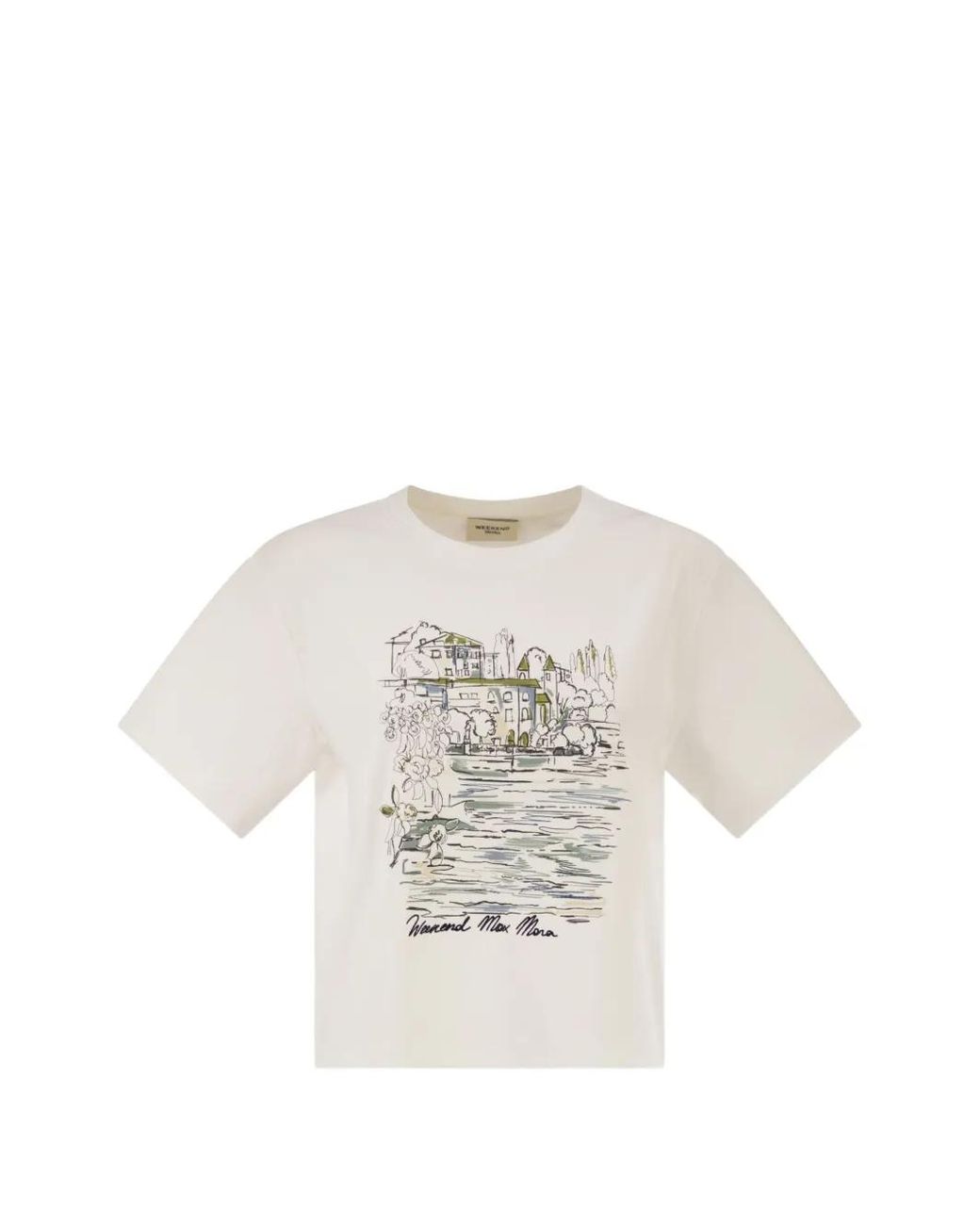 Weekend by Maxmara White Graphic-Print Cotton T-Shirt