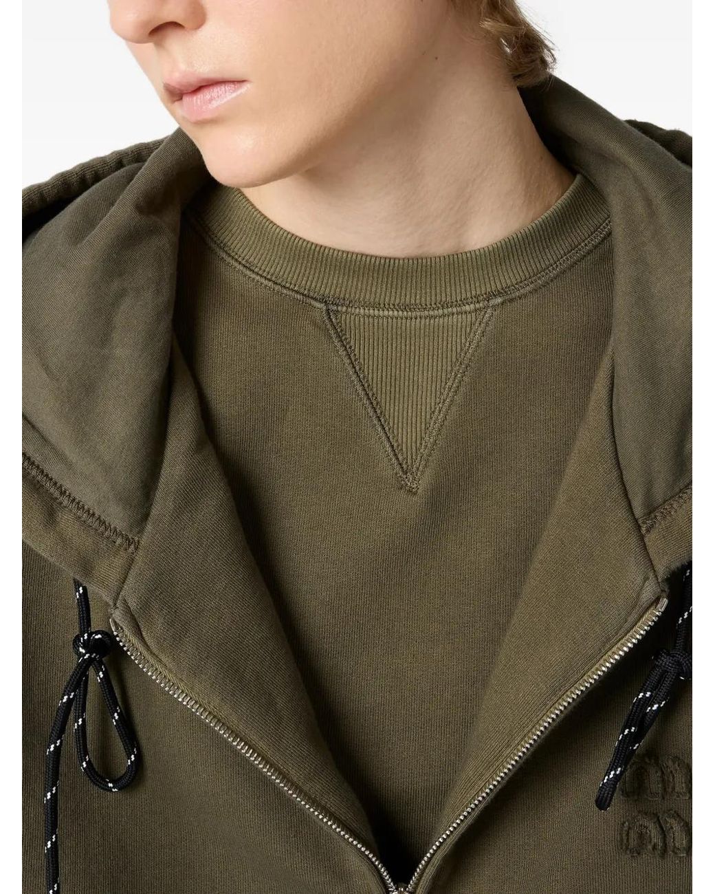 Miu Miu Green Logo-Embroidered Hoodie