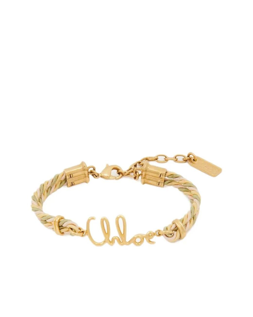 Chloé Metallic Plage Logo-Plaque Braided Bracelet