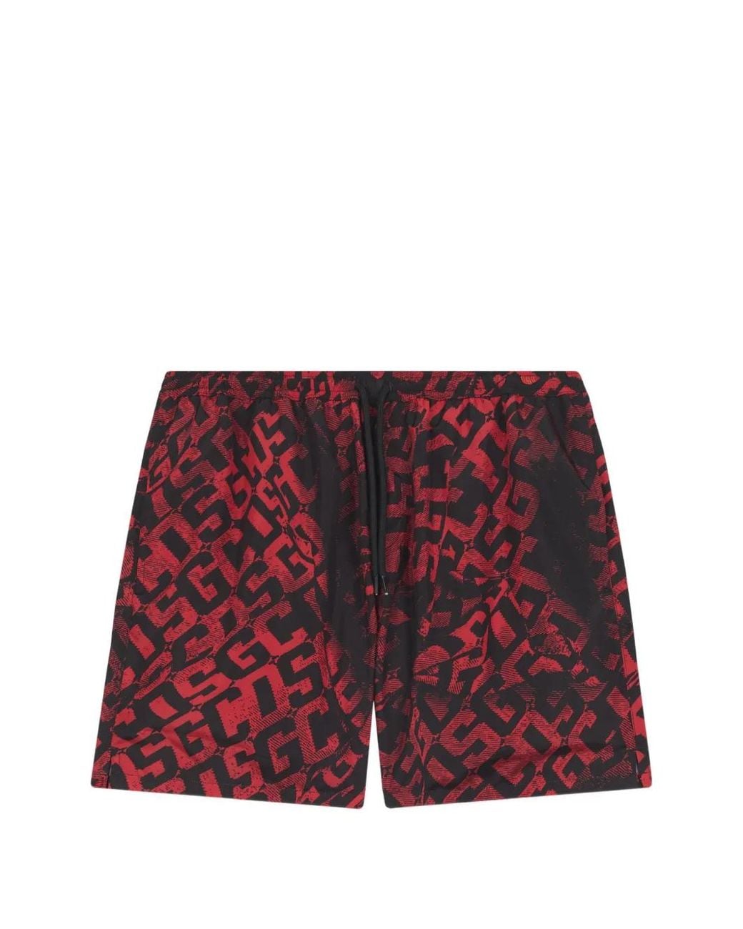 Gcds Red Monogram-Print Swim Shorts for men