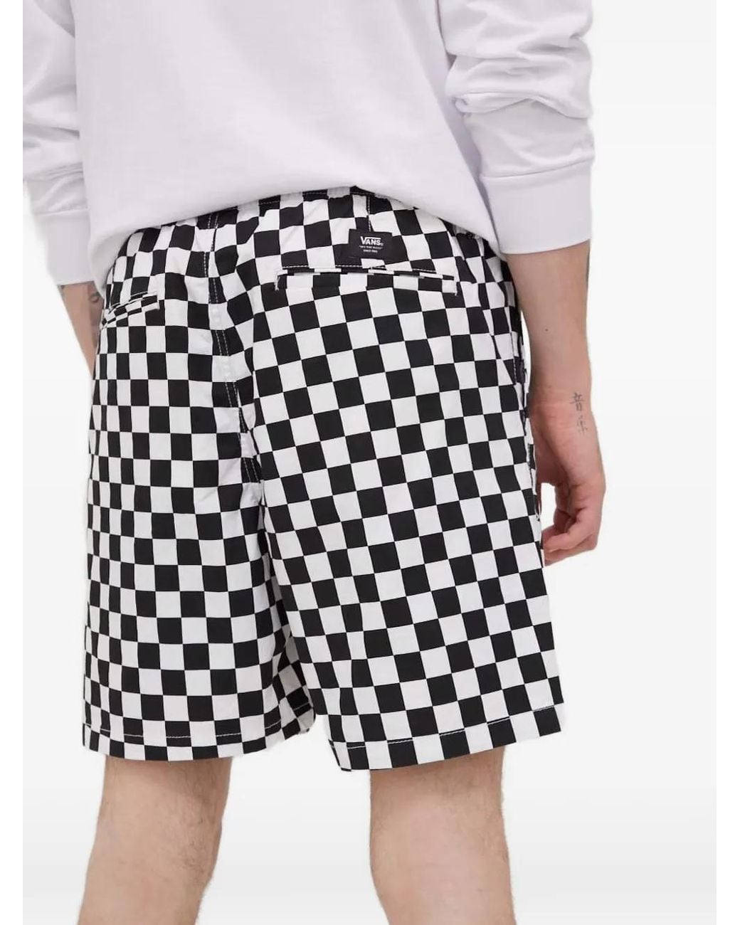 Vans Black Checkered Drawstring Shorts for men