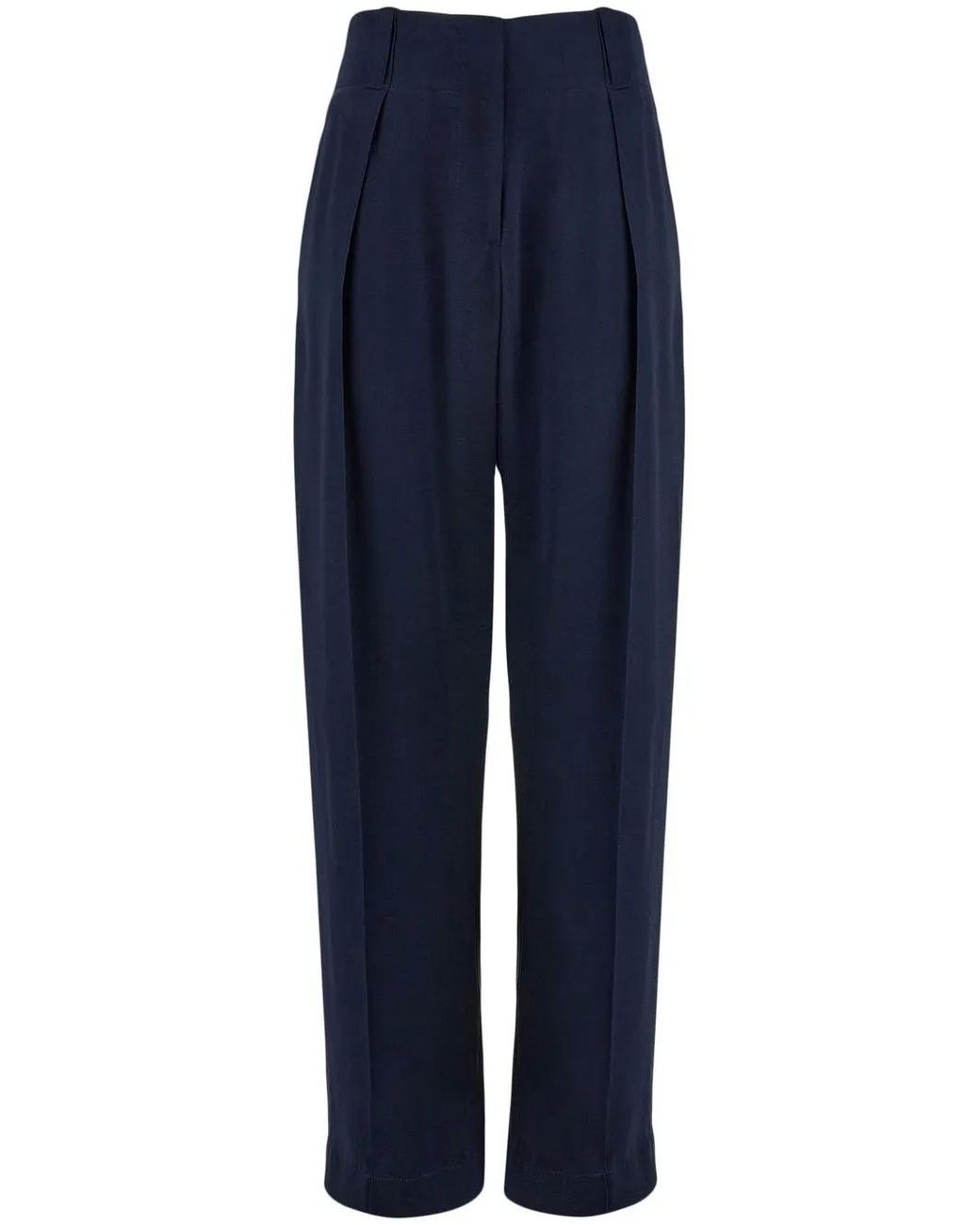 Ferragamo Blue Silk Wide-Leg Trousers