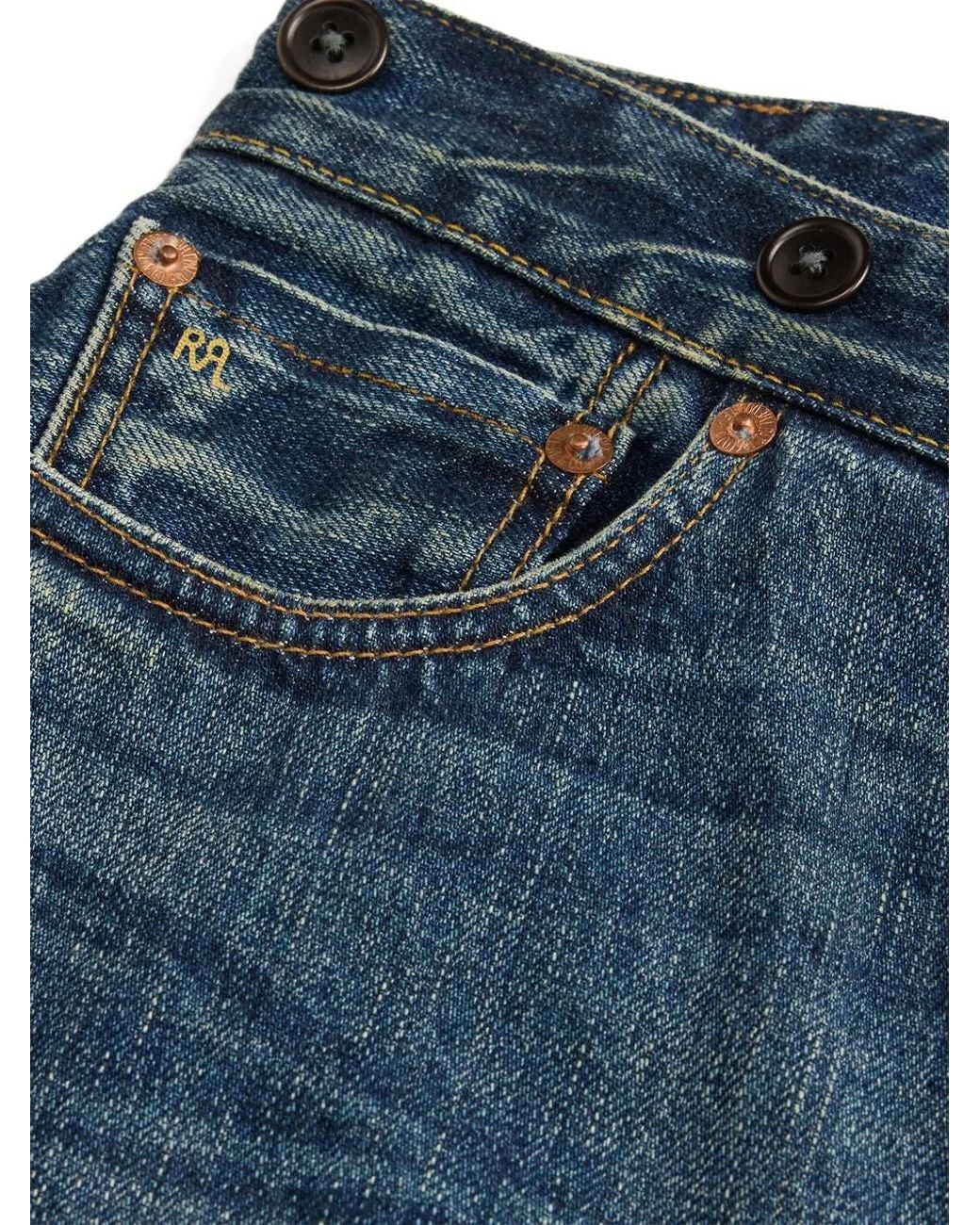 RRL Blue Denim Midi A-Line Skirt