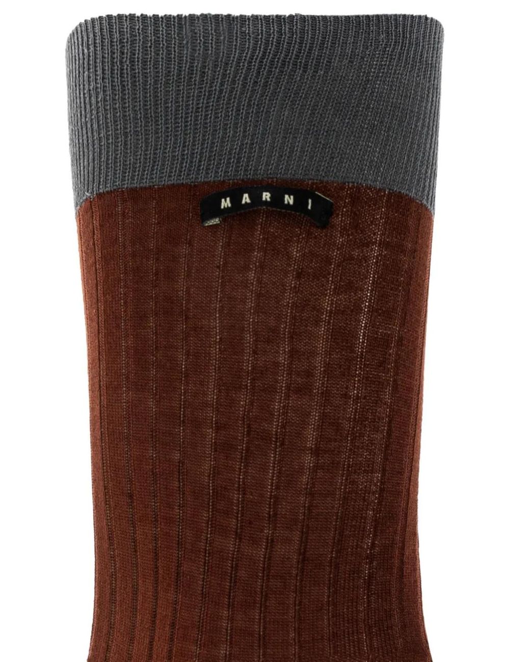 Marni Brown Ribbed-Knit Socks for men