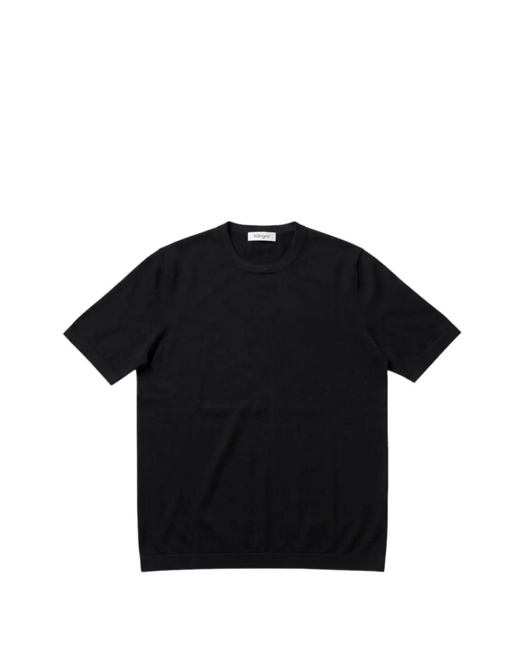Kangra Black Fine-Knit Short-Sleeve T-Shirt for men