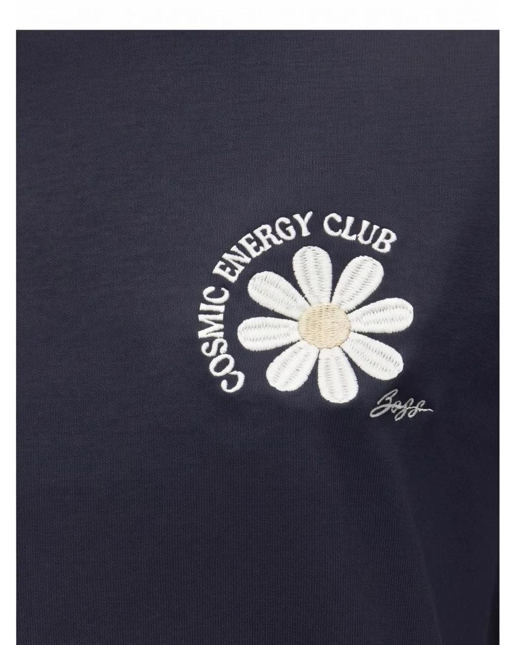 Boss Blue Floral-Embroidered T-Shirt