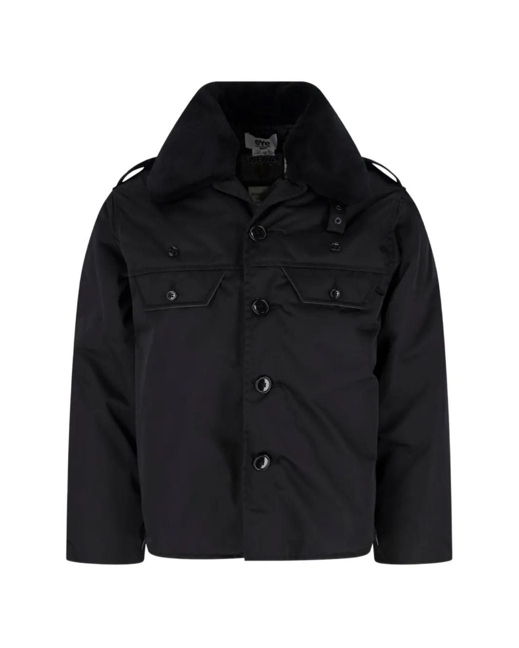 Junya Watanabe Black Faux-Shearling Collar Epaulette Jacket for men