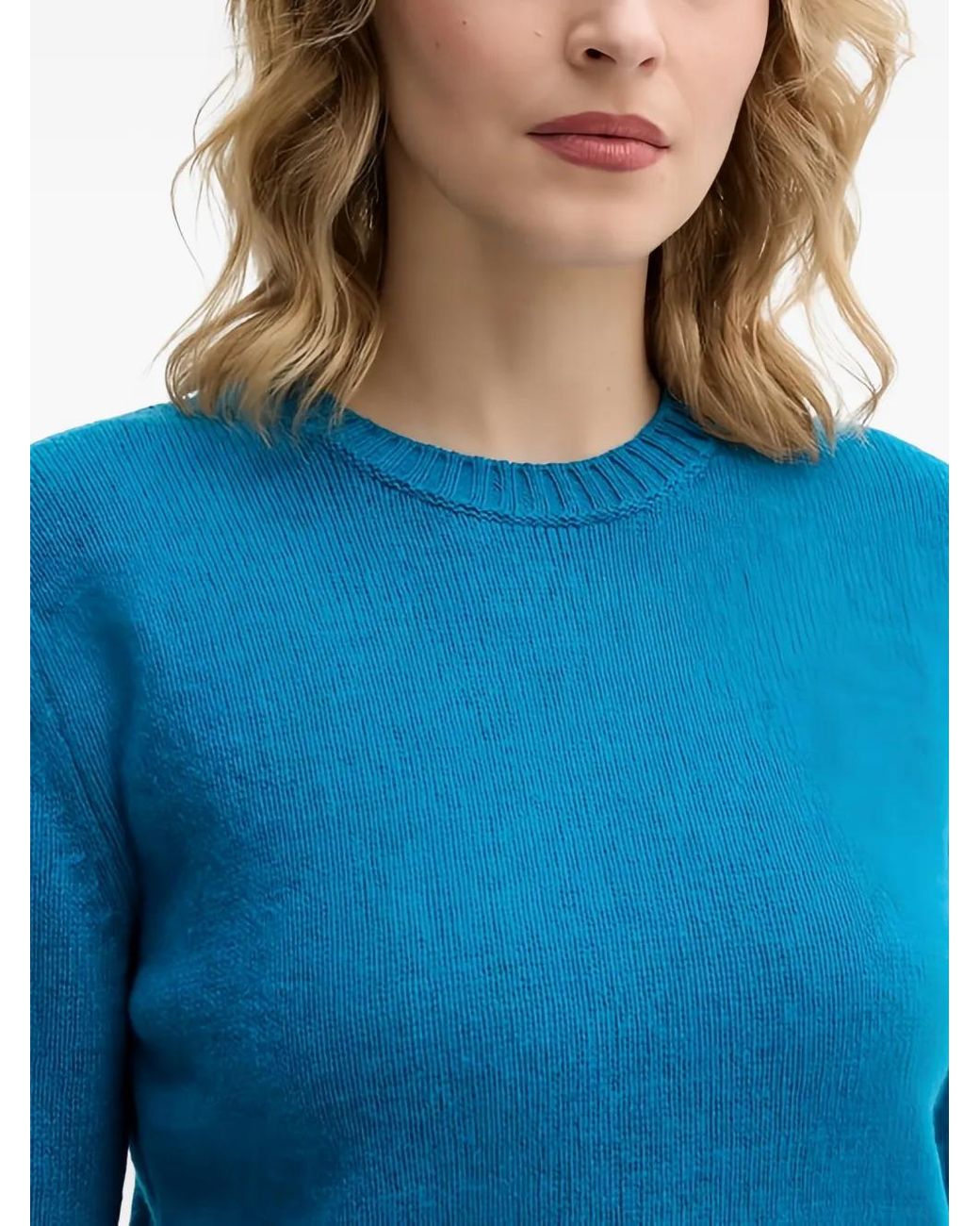 Benetton Blue Ribbed-Knit Sweater