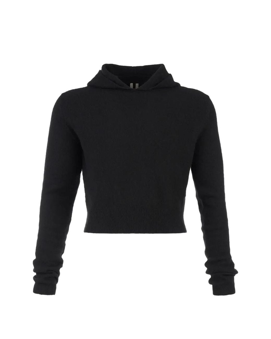 Rick Owens Black Knitted Cropped Hoodie for men
