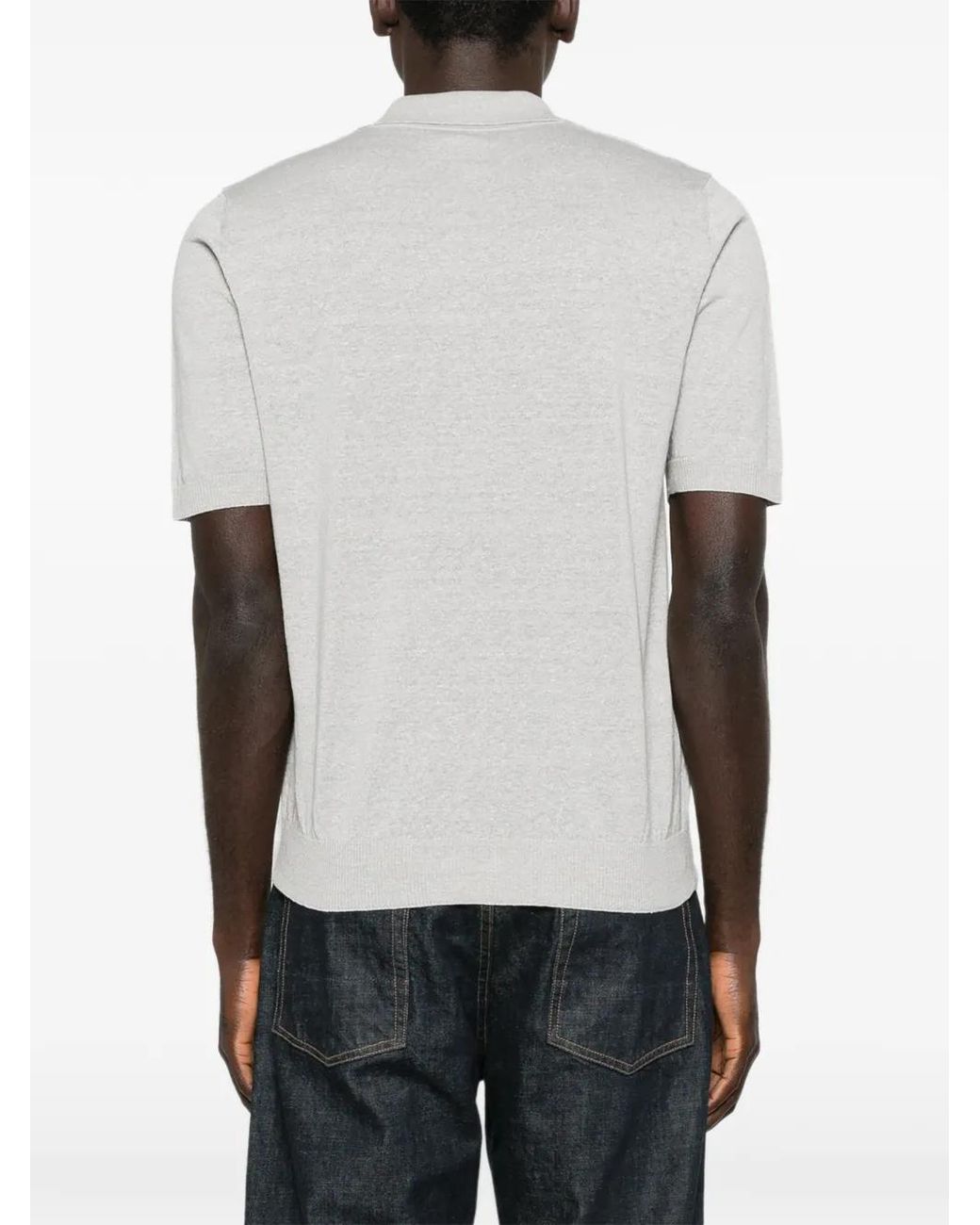 Eleventy White Spread-Collar Short-Sleeved T-Shirt for men