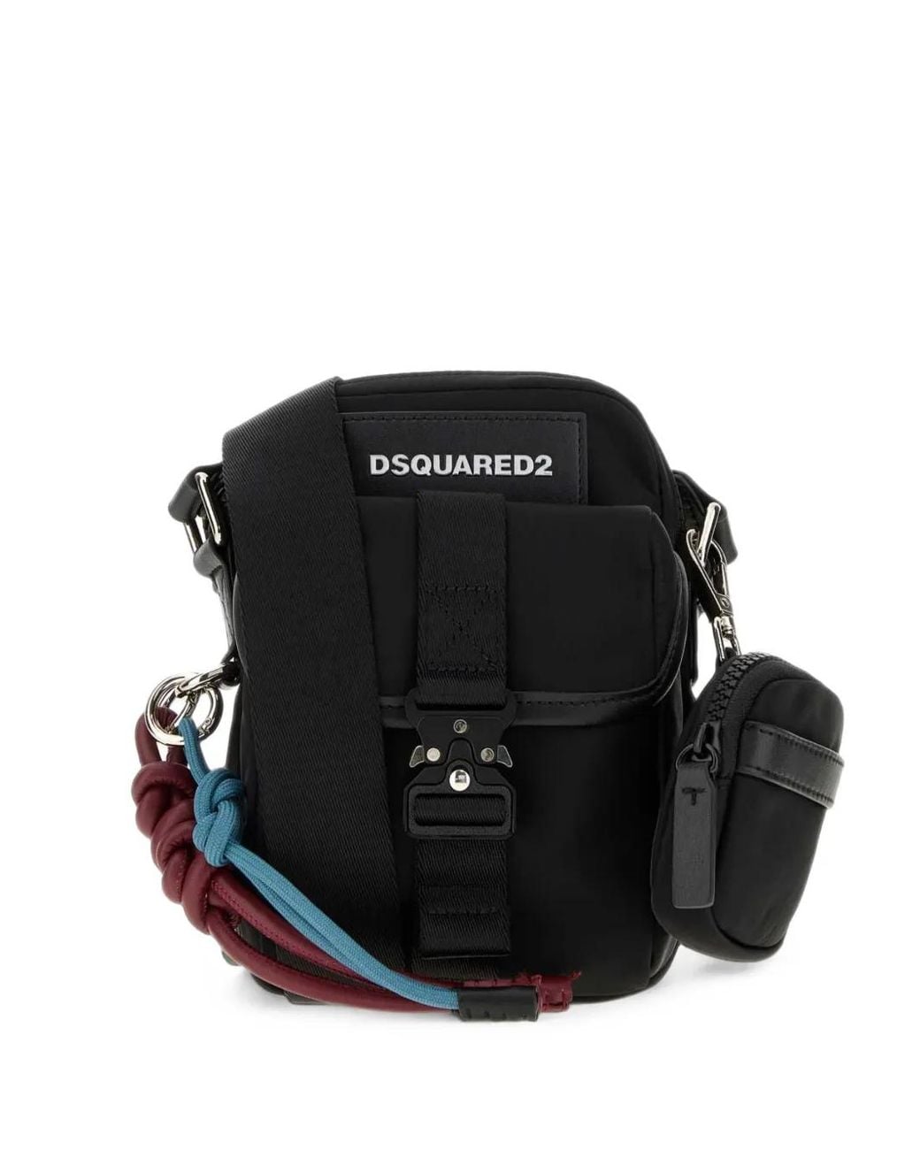 DSquared² Black Buckle-Fastening Logo-Patch Crossbody Bag for men
