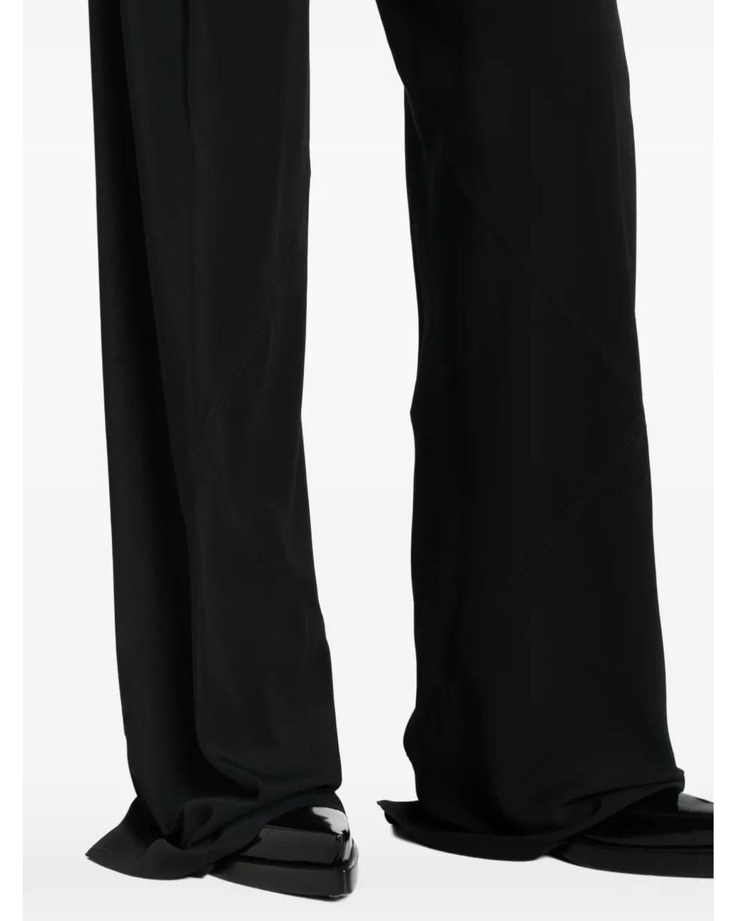 Rick Owens Black Bias Pantaloni Wide-Leg Trousers