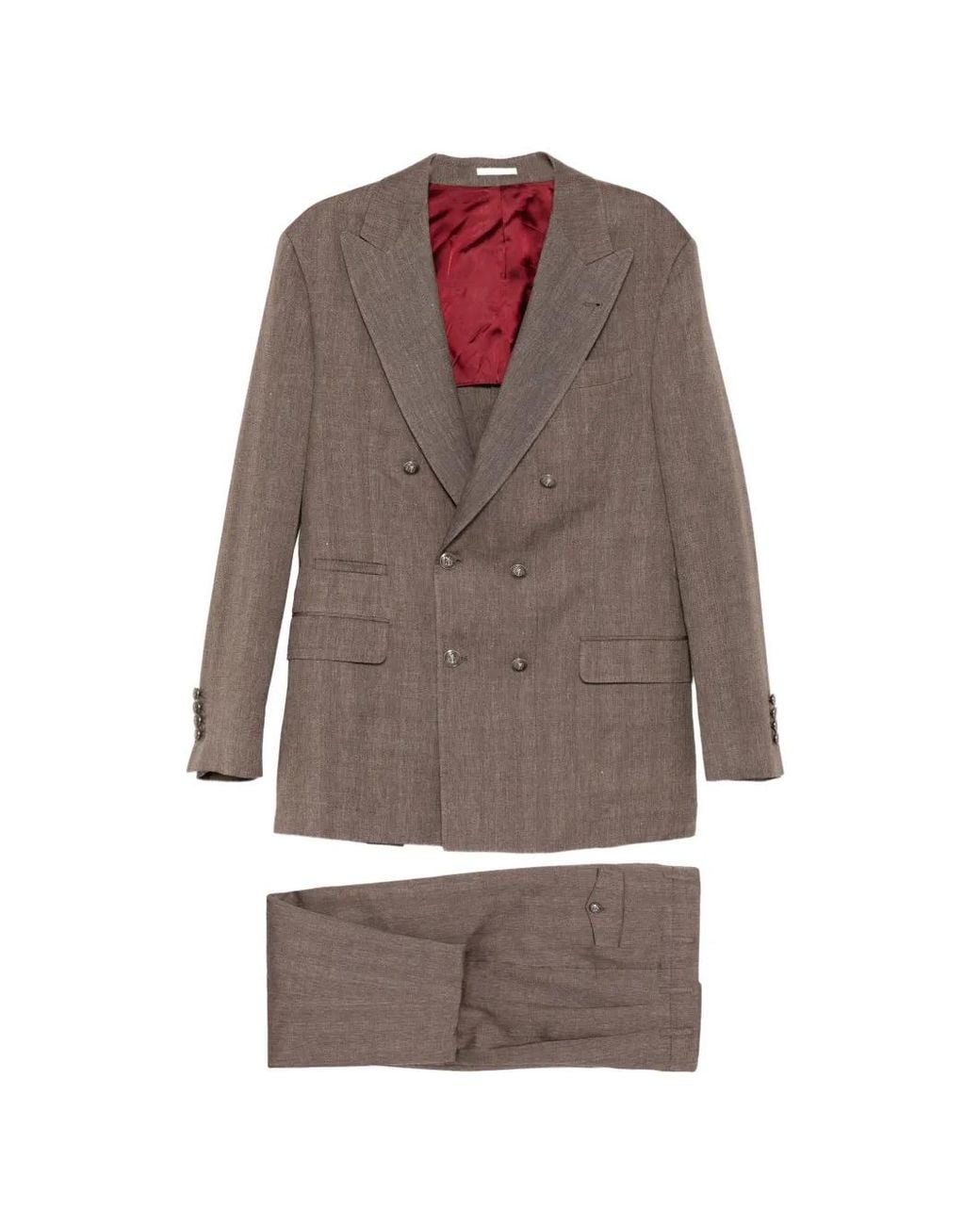Brunello Cucinelli Brown Double-Breasted Suit for men