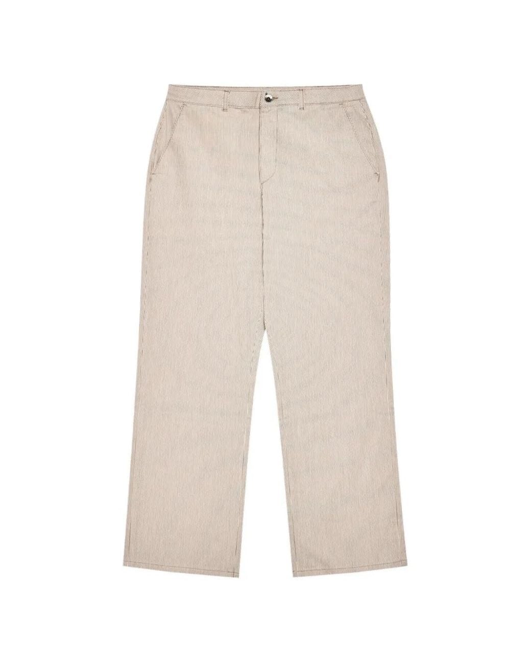 Malbon Golf White The Hickory Stripe-Pattern Loose Fit Trousers for men