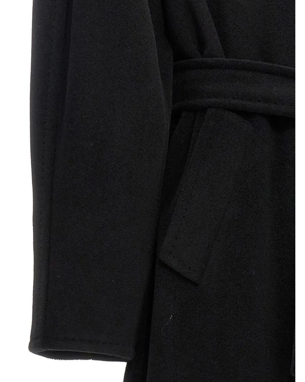 Max Mara Black Double-Breasted Belted Coat