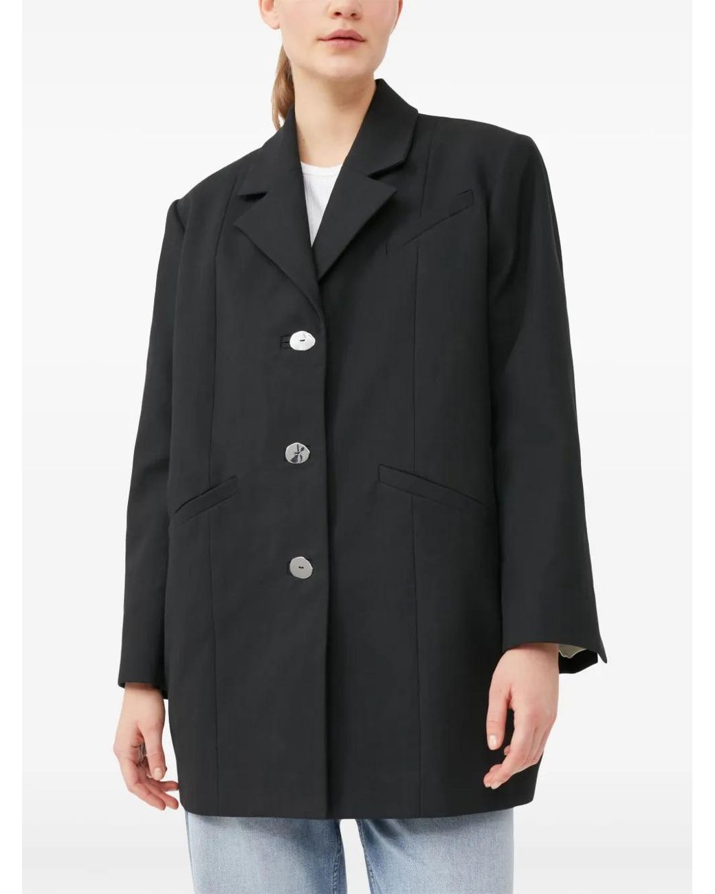 Ganni Black Suiting Cotton Blazer