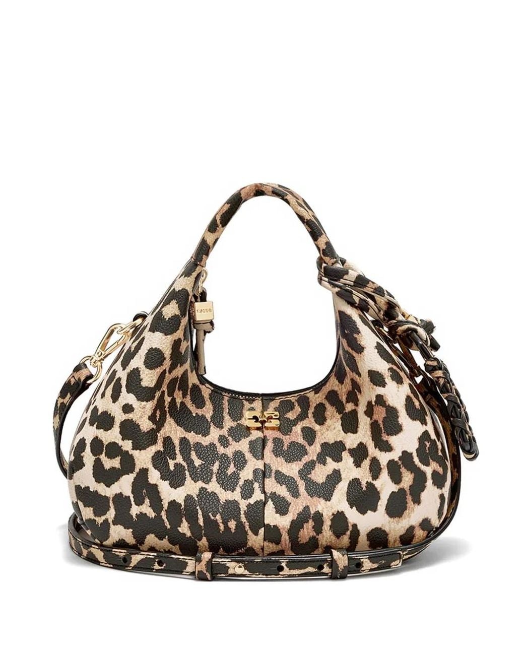 Ganni Metallic Mini Sac À Main En Cuir Léopard Grainé