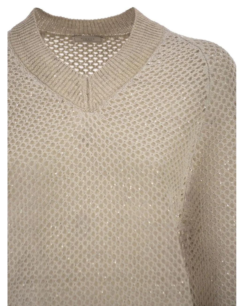 Peserico Natural V-Neck Mesh Top