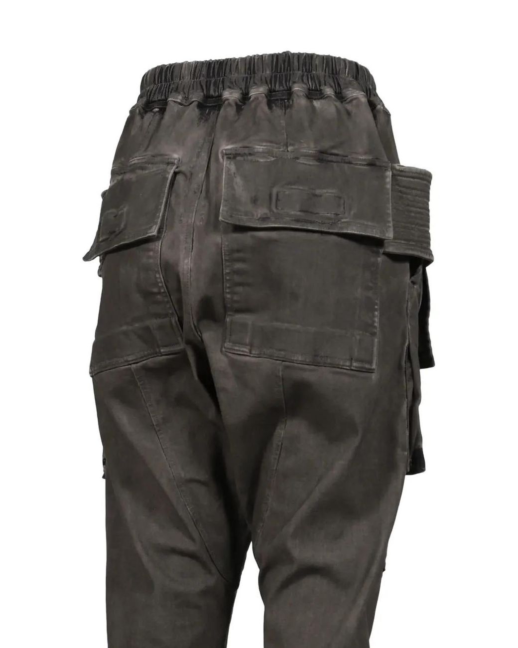 Rick Owens Black Creatch Multi-Pocket Drawstring Drop-Crotch Trousers for men