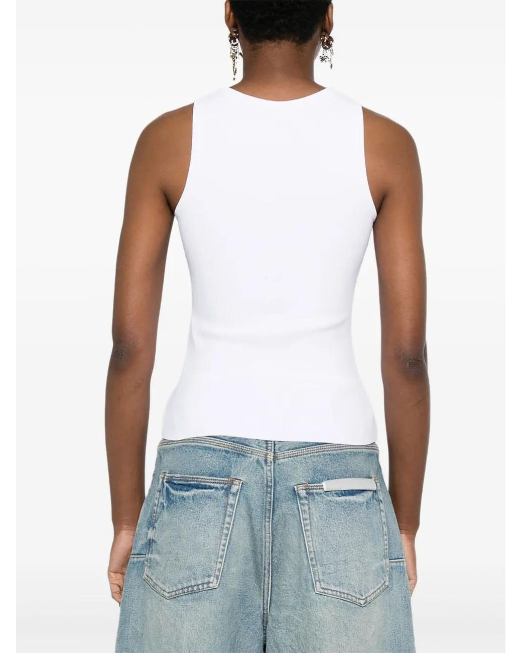 Balenciaga White Logo-Intarsia Sleeveless Tank Top