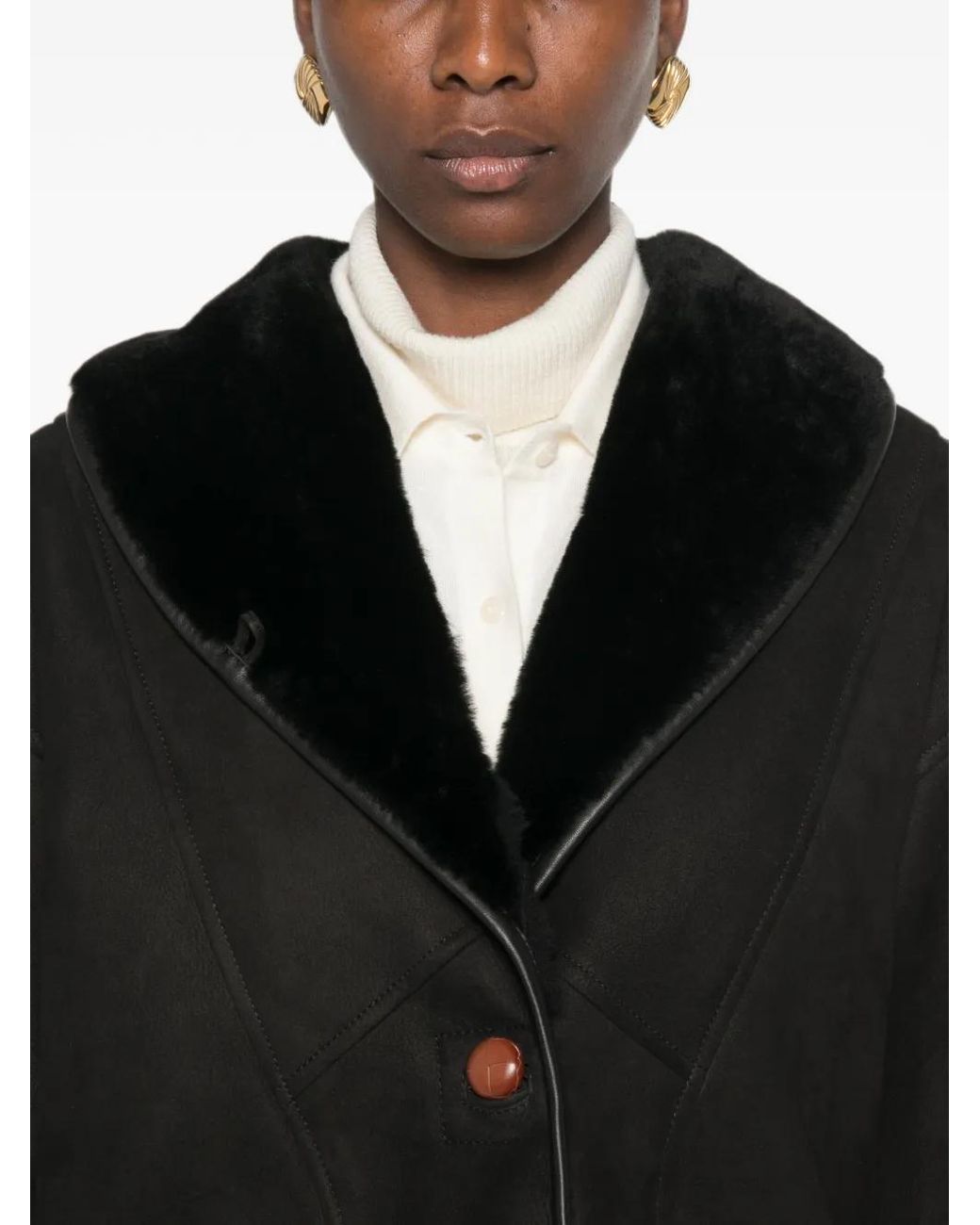Blazé Milano Black Tatoosh Shearling Leather-Trimmed Jacket