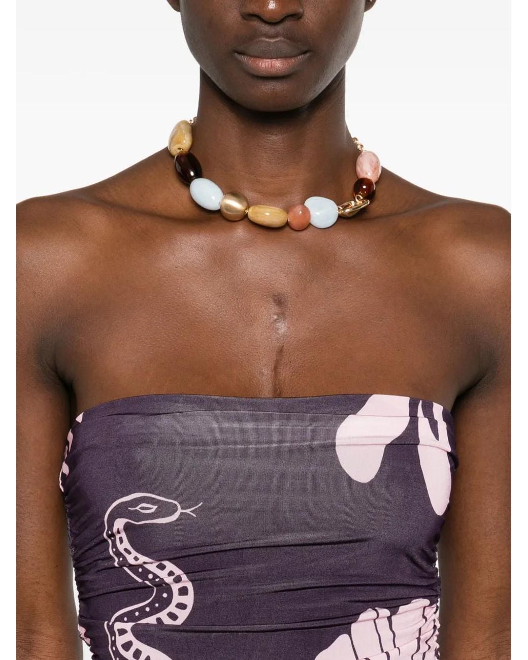 Cala De La Cruz Purple Floral Snake Print Dress