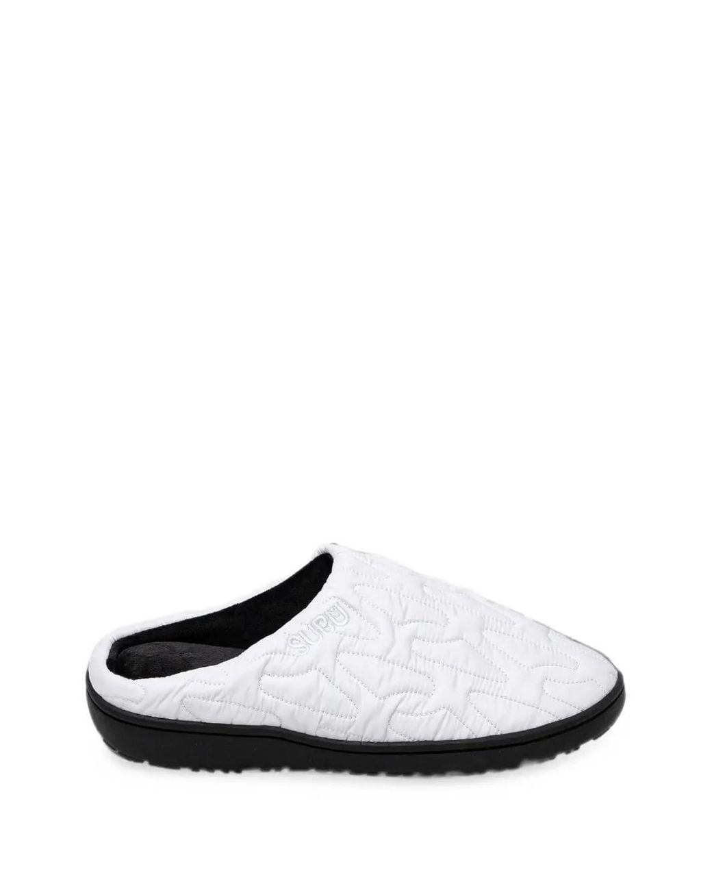 SUBU White Quilted Logo-Embroidered Mules