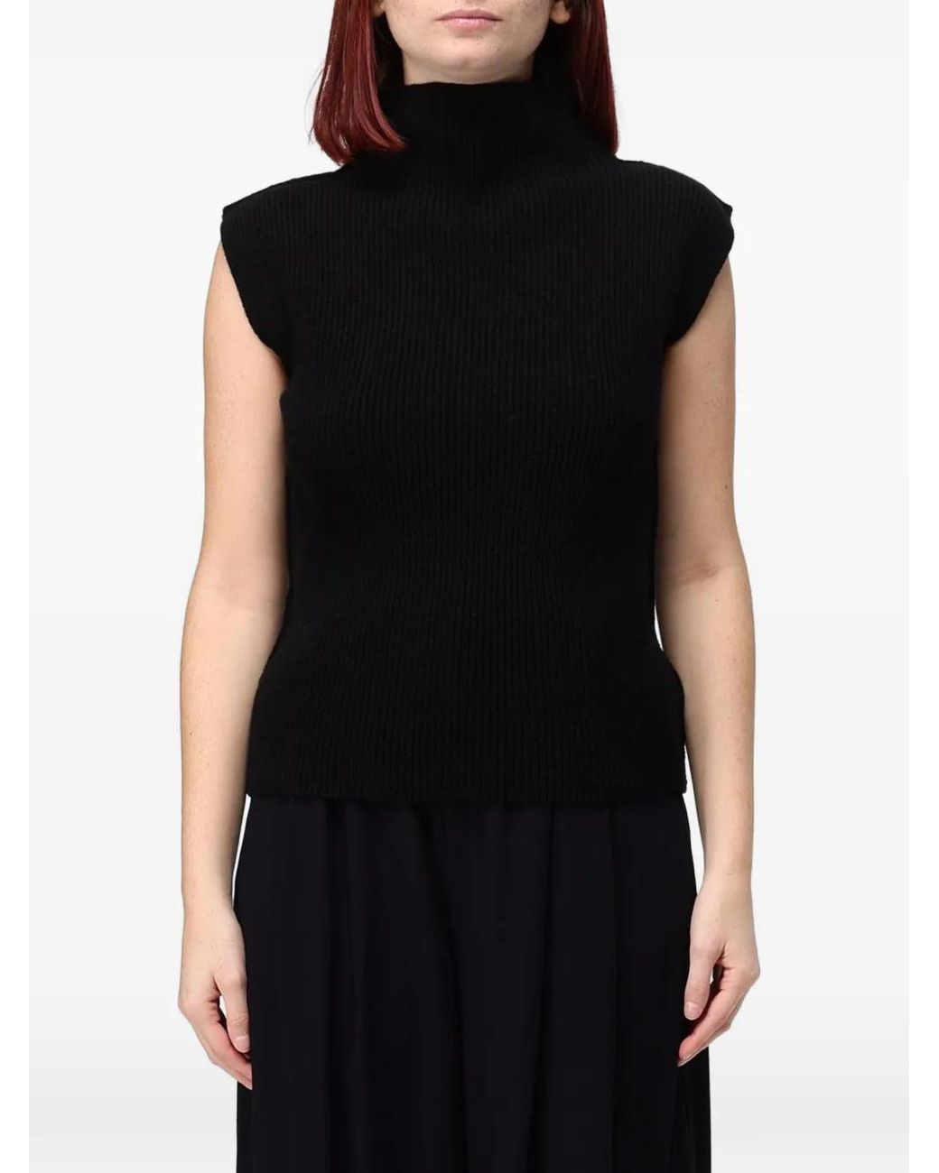 Ter Et Bantine Black Ribbed-Knit High-Neck Sweater