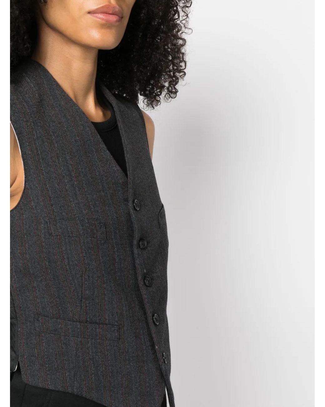 Maison Margiela Black Stripe-Print Button-Up Waistcoat