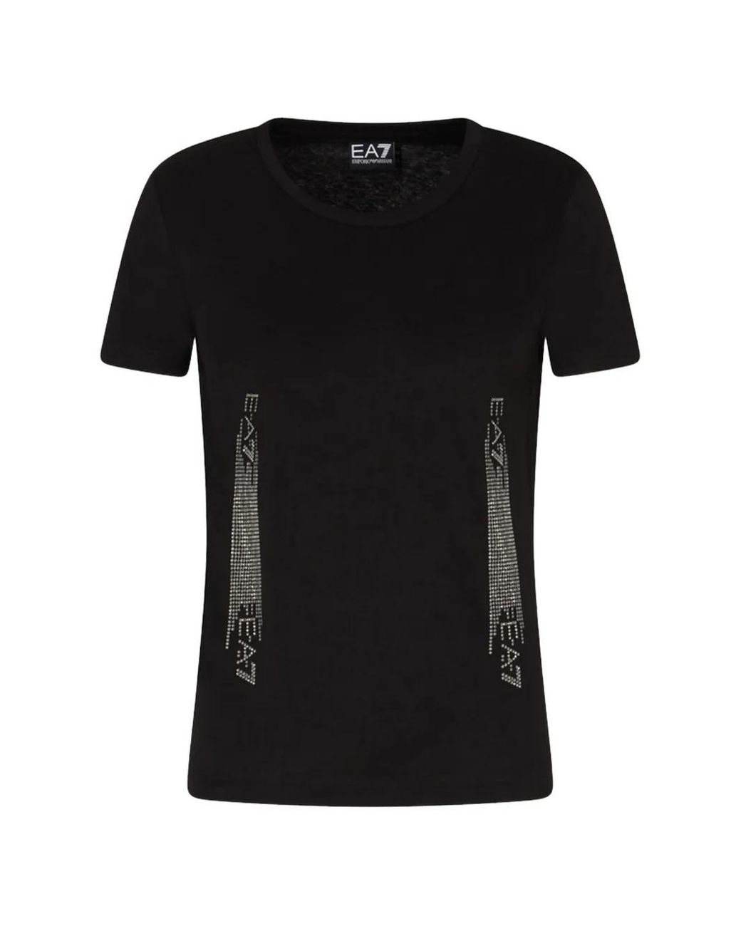 EA7 Black T-Shirt À Ornements Strassés