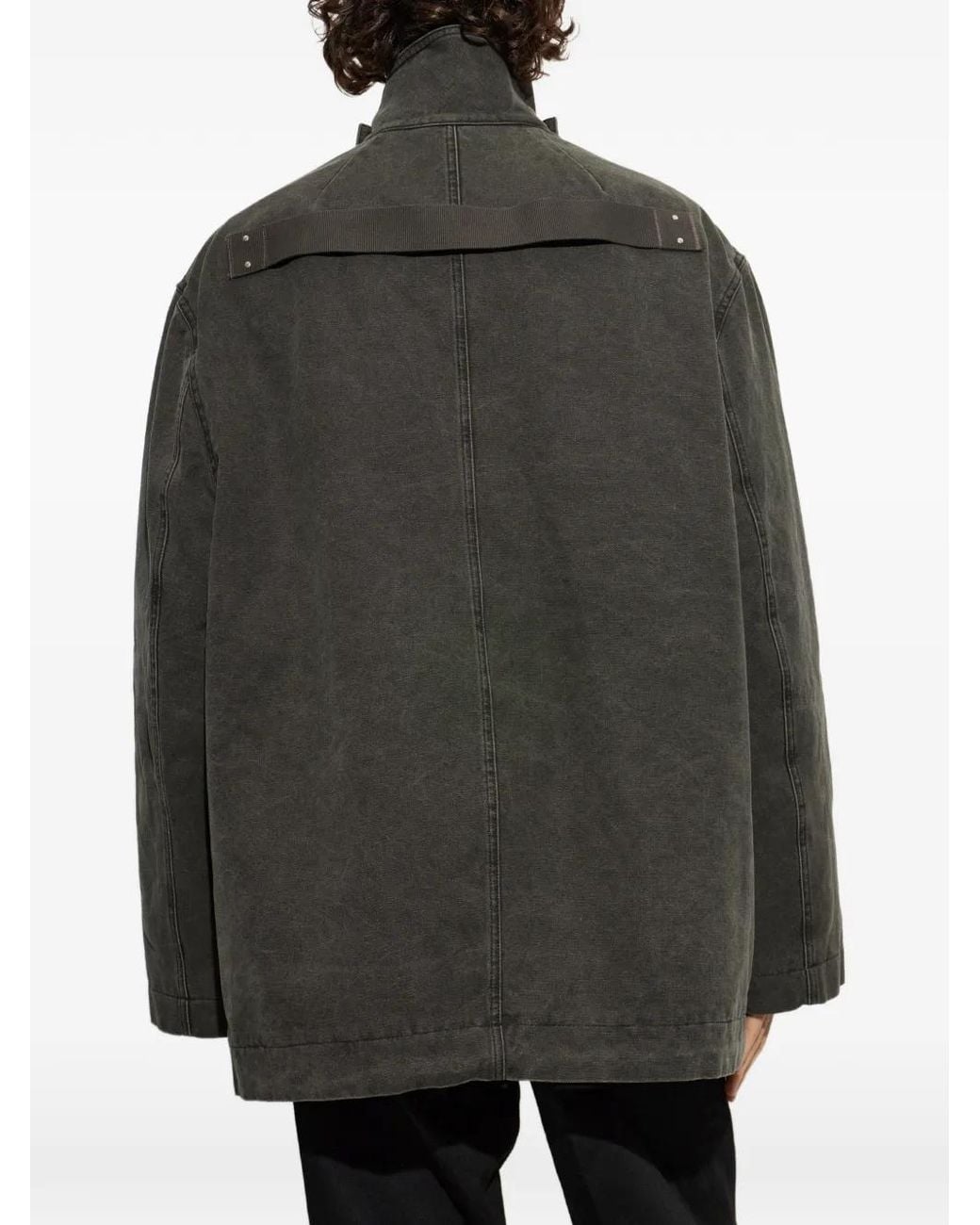 Rick Owens Gray Mac High-Neck Denim Jacket for men