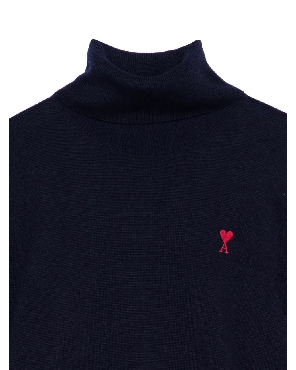 AMI Black Ami De Coeur Turtleneck Sweater