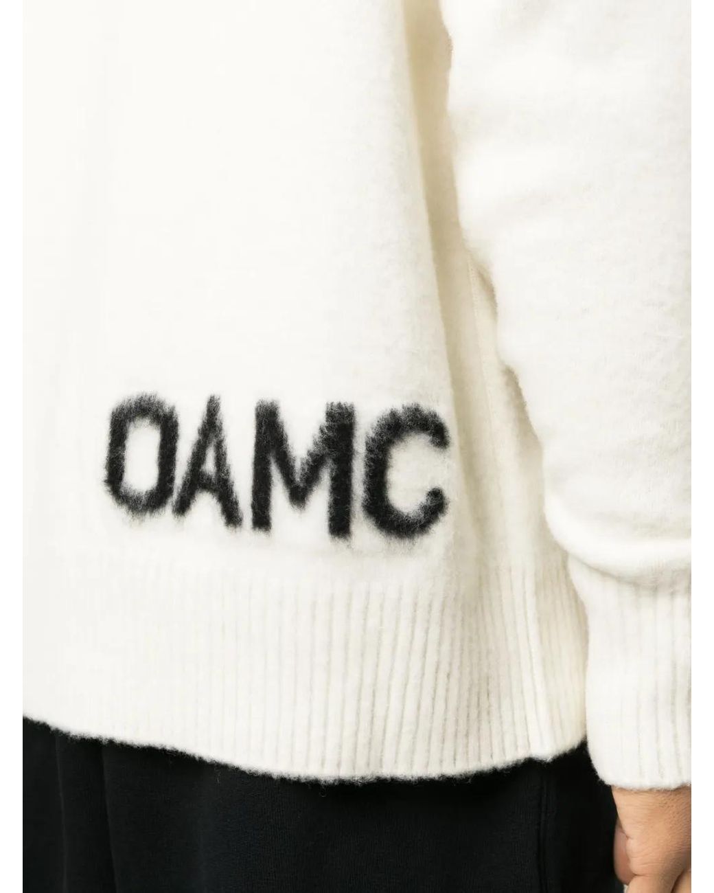 OAMC White Logo Intarsia-Knit Wool Jumper for men