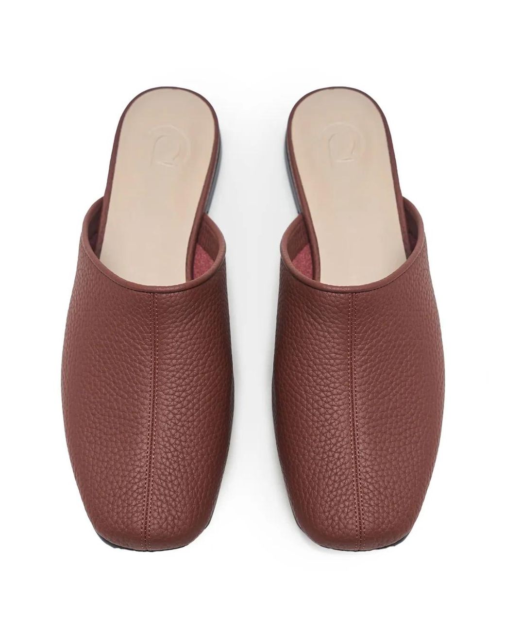12 STOREEZ Brown Square-Toe Leather Mules
