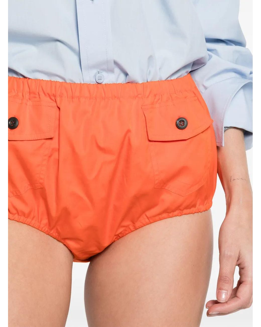 Prada Popline Shorts Met Zak in het Orange
