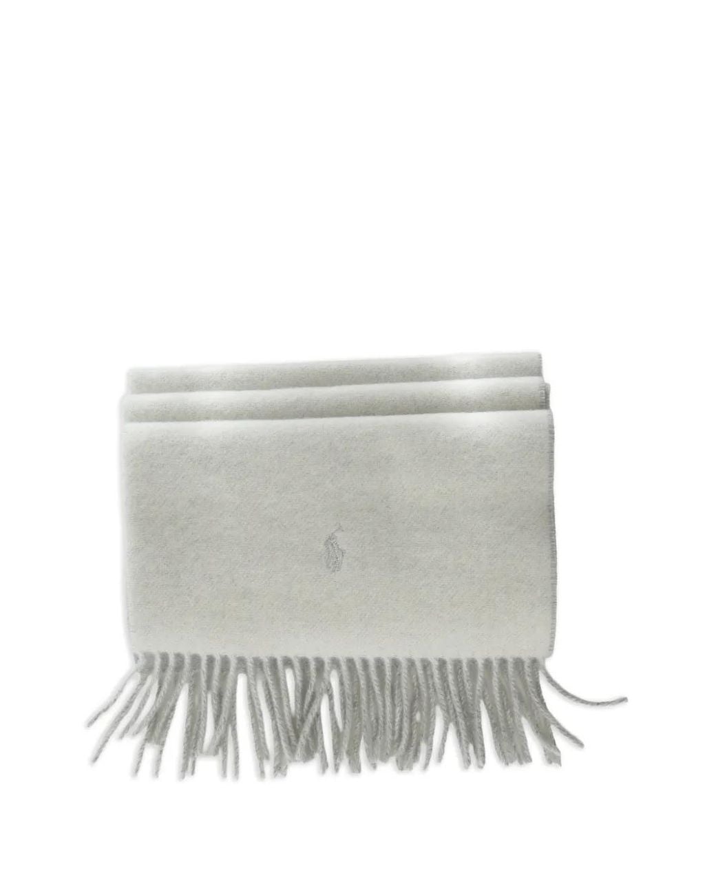 Polo Ralph Lauren Gray Logo-Embroidered Fringed Scarf