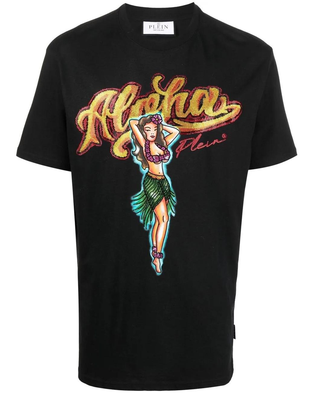Philipp Plein Black Hawaii Embellished Short-Sleeve T-Shirt for men