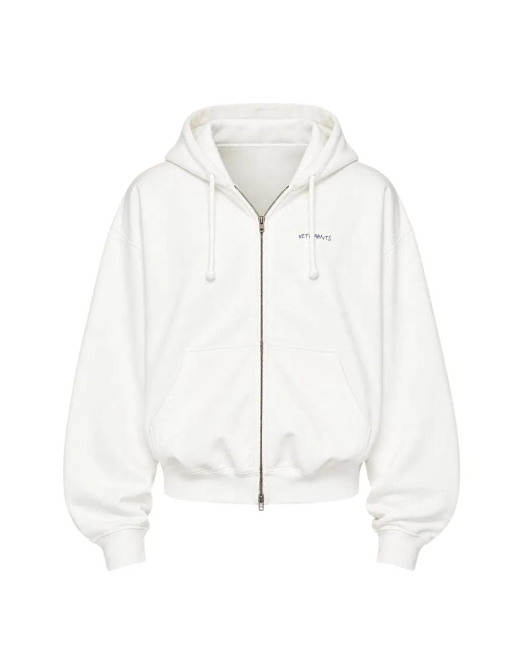 Vetements White Hoodie Zippé À Logo Brodé for men