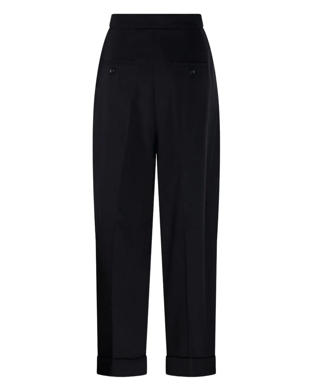 Max Mara Black Cropped Wool Trousers