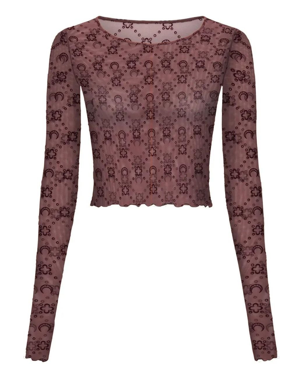 MARINE SERRE Purple Moonogram Flocked Mesh Top