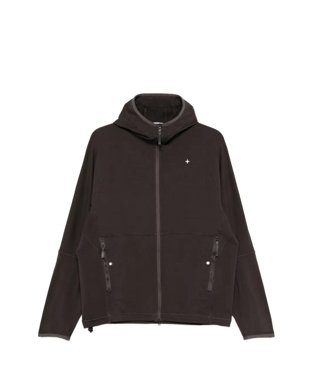 Stone Island Black 6100069 Stretch Cotton Fleece S.I. Stellina Hooded Sweatshirt for men