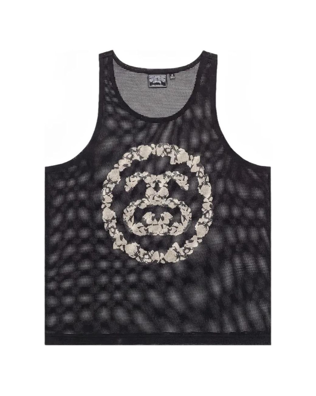 DENIM TEARS Black X <Stussy Logo-Print Mesh Tank Top for men