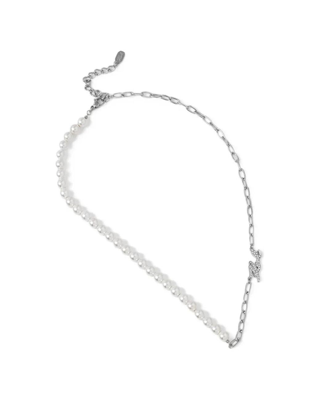 Karl Lagerfeld White Pearl-Link Necklace