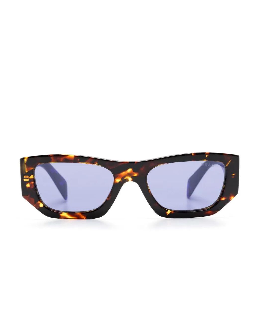 Prada Blue Tortoiseshell Rectangle-Frame Sunglasses