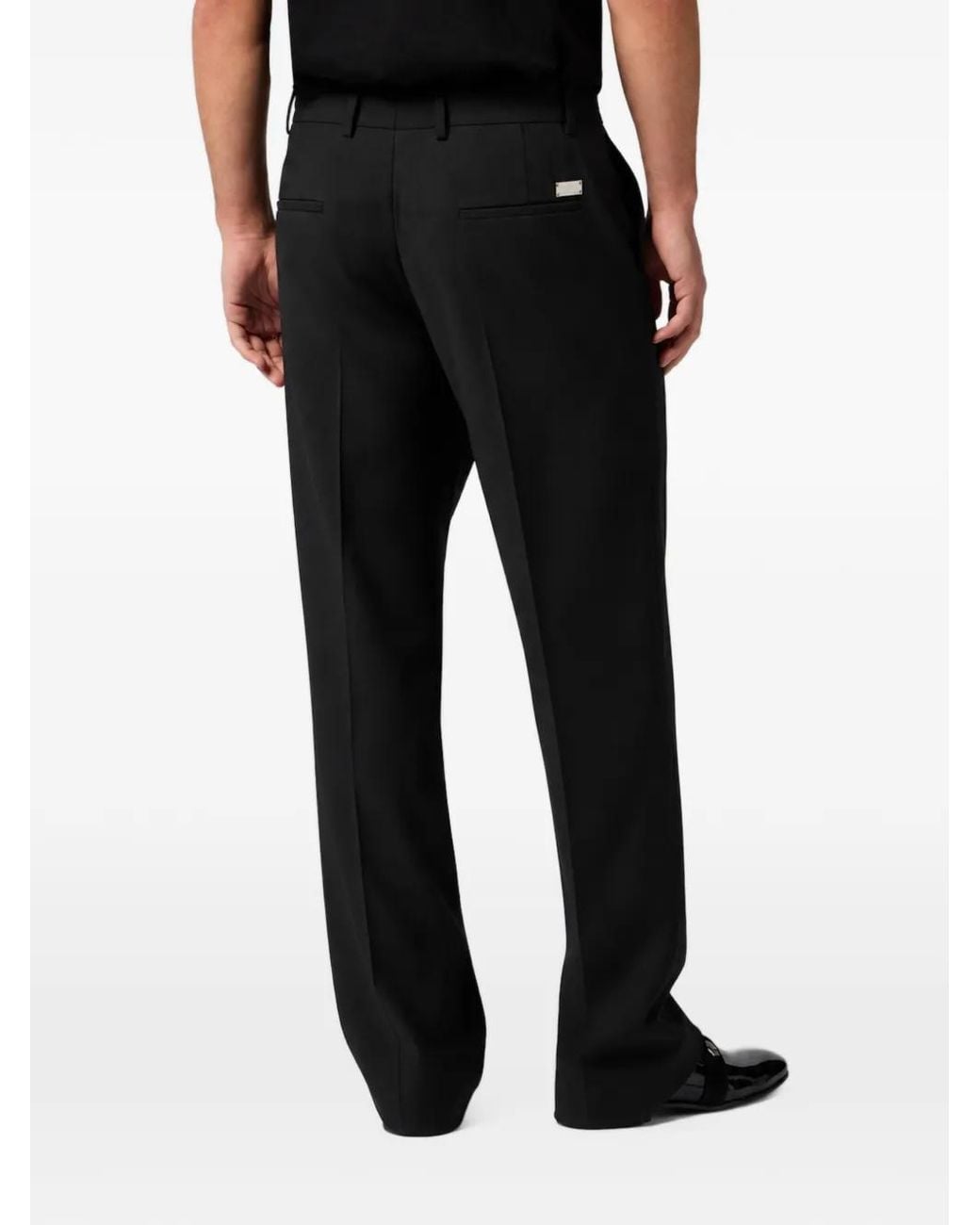 Philipp Plein Black Chinos Dandy Fit Trousers Loop Hexagon for men