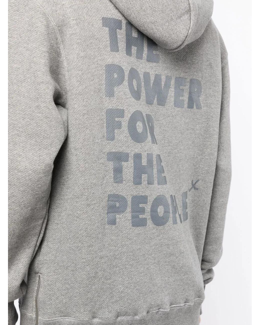 The Power for the People Gray Rear Logo-Print Hoodie for men