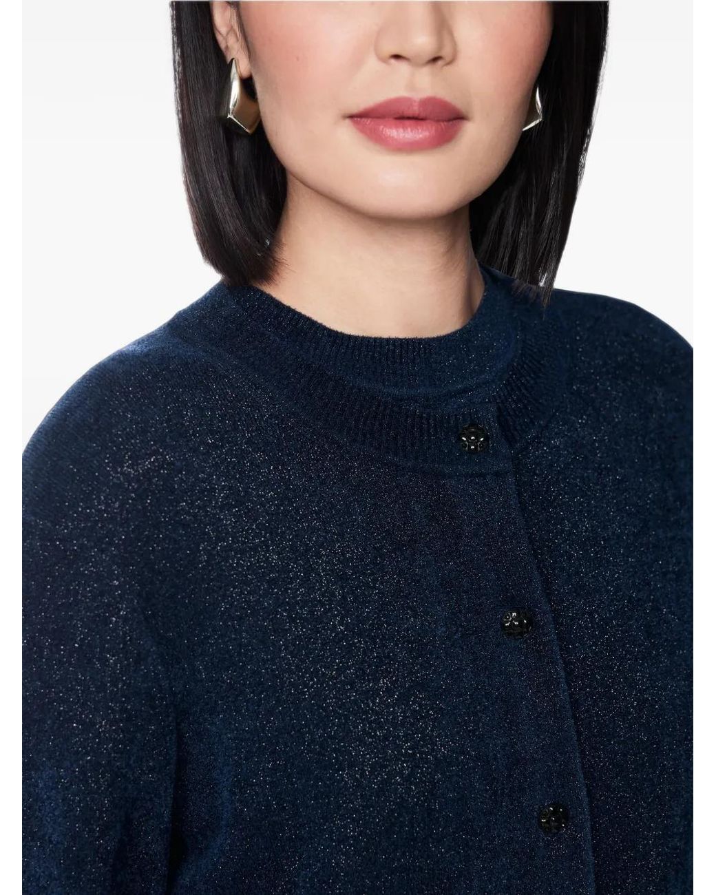Marc Cain Blue Decorative-Button Knit Cardigan