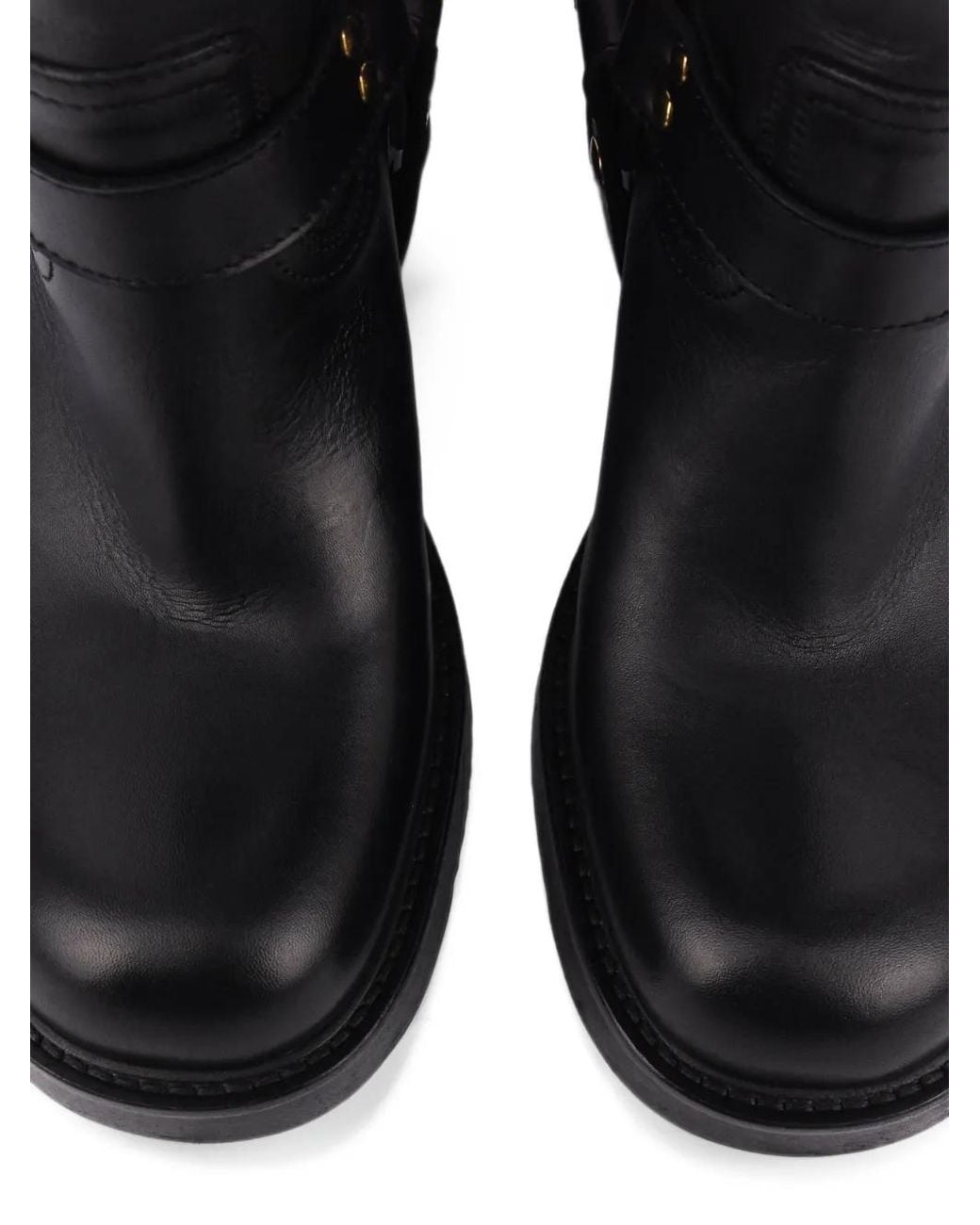 Elena Iachi Black Embroidered Harness-Detail Knee-Length Boots