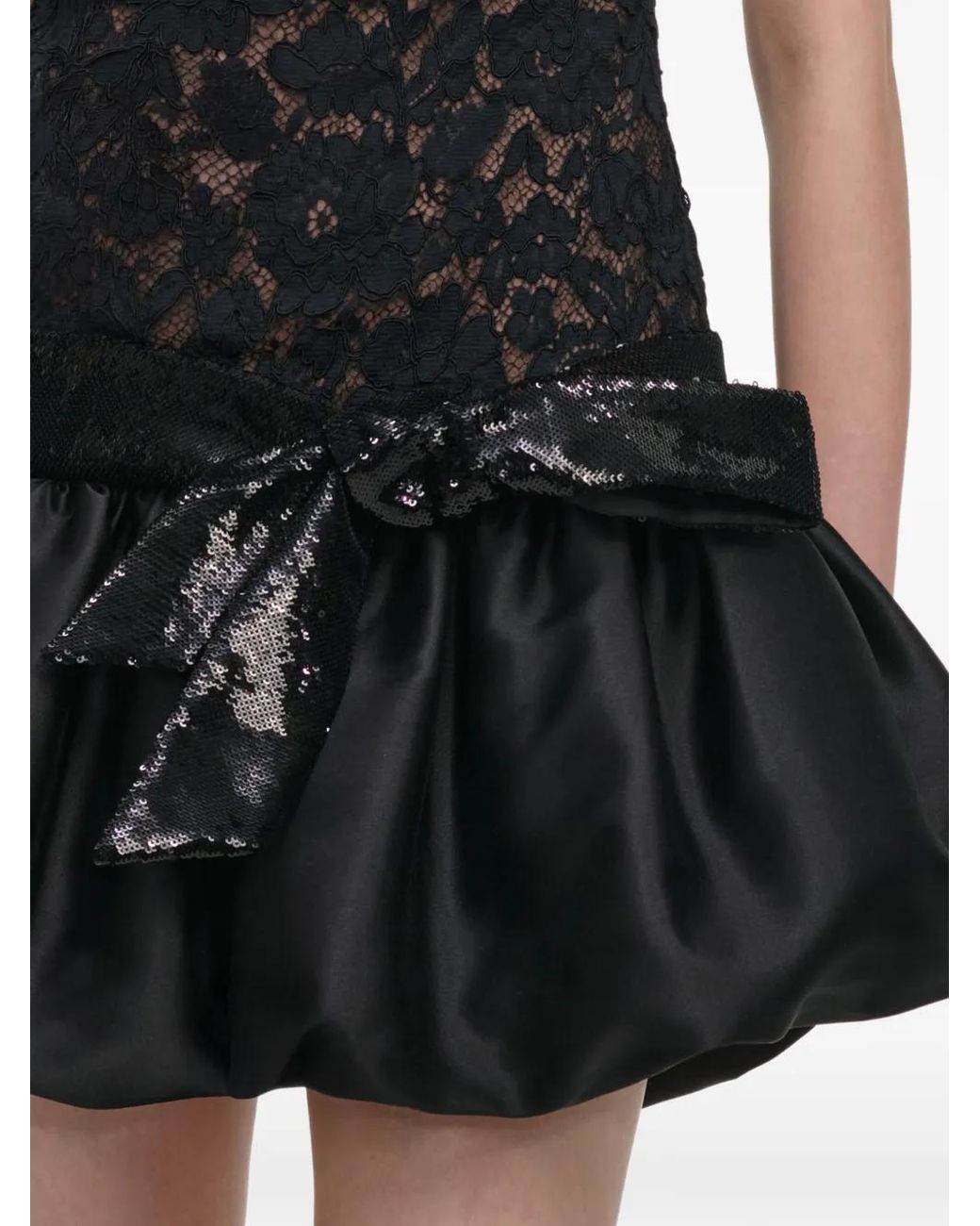 Self-Portrait Black Lace Bubble Hem Mini Dress