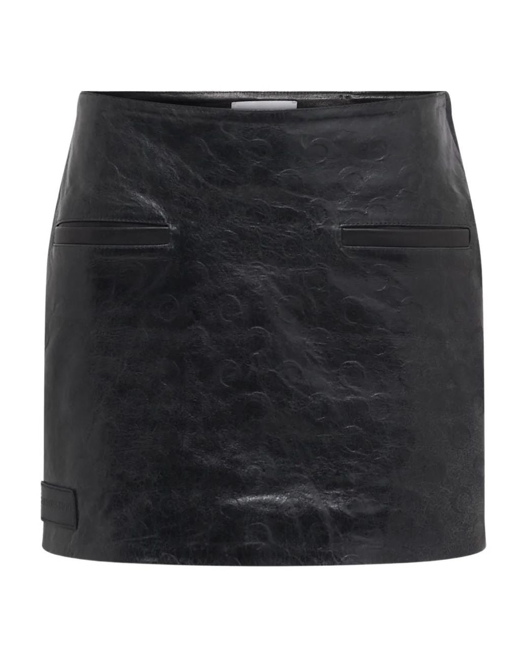 MARINE SERRE Black Glossy Moon Leather Skirt